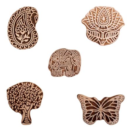 Set of 5 Piece New Mix Wooden Printing Block